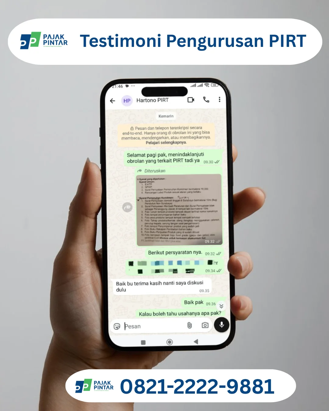 Testimoni Jasa PIRT Pajak Pintar
