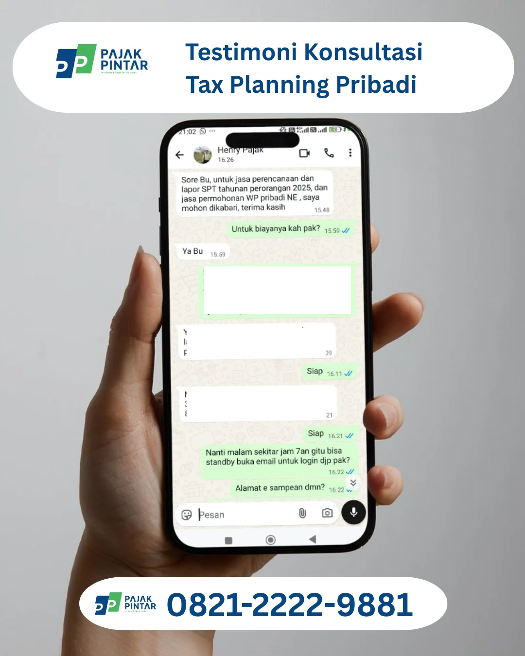 Bukti Chat Konsultasi Tax Planning Pribadi - Pajak Pintar